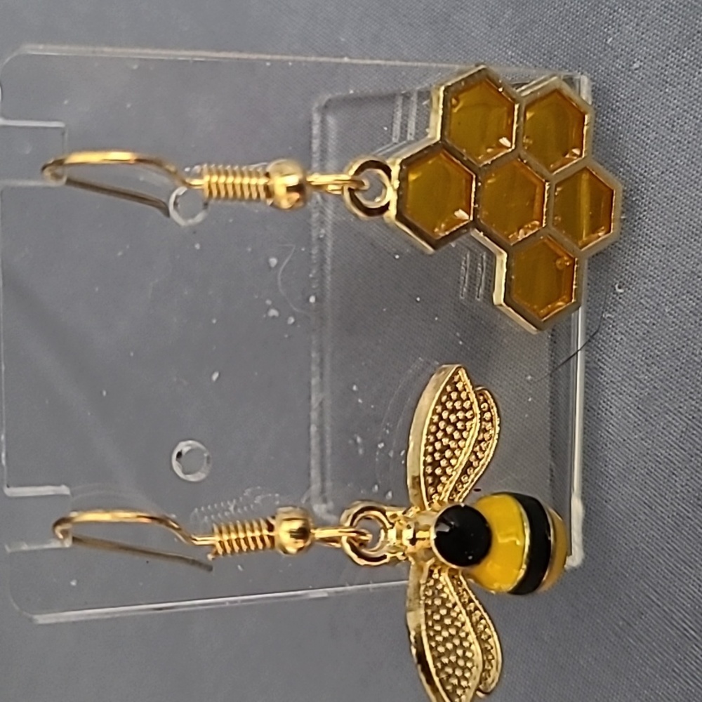 Bee and Honeycomb earrings new